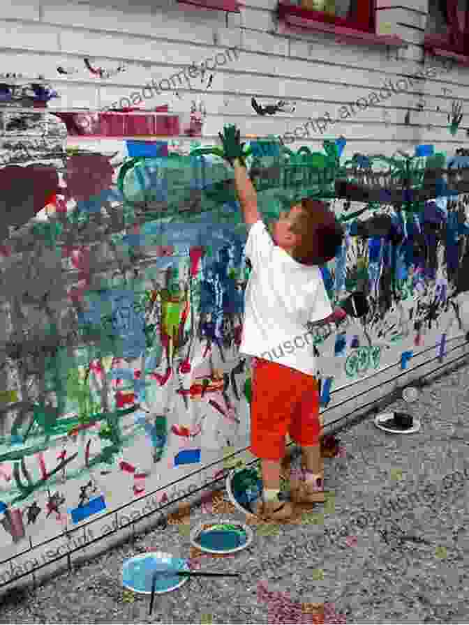 A Child Enthusiastically Painting A Vibrant Mural On A Wall Kids Pp Book: Picture Kids P