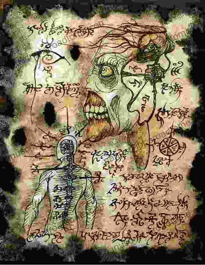 A Close Up Of A Page From The Necromancer Handbook, With Ancient Script And Illustrations. Forbidden Rites: A Necromancer S Manual Of The Fifteenth Century (Magic In History)