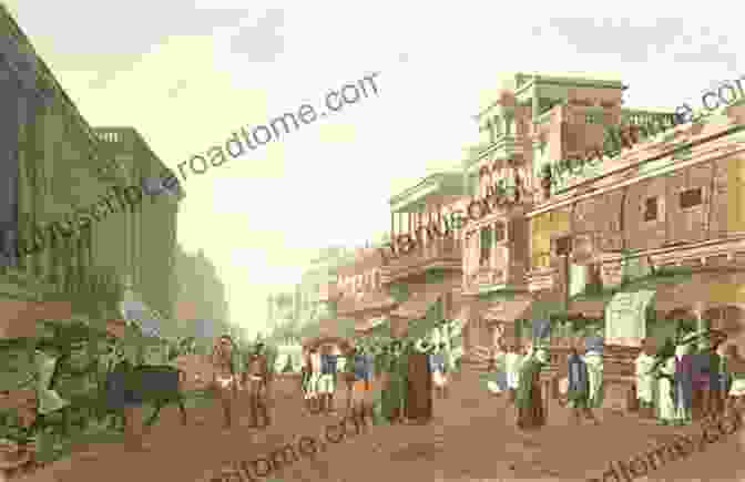 A Historical Photograph Depicting The Bustling Streets Of A British Indian City, With A Prominent Bank Building In The Foreground Monetary Foundations Of The Raj