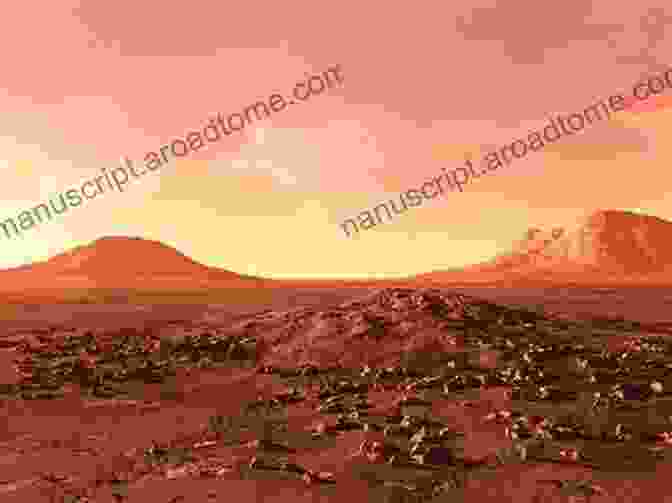 A Martian Landscape With A Large Volcano In The Background, Surrounded By A Barren And Rocky Terrain. Fire And Ice: The Volcanoes Of The Solar System