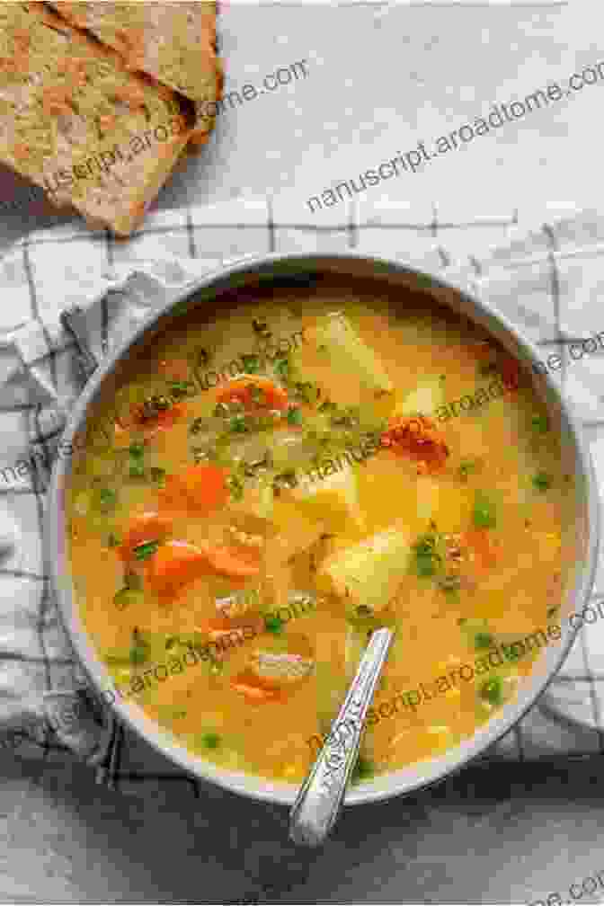 A Steaming Bowl Of Soup Filled With Vegetables, Herbs, And Spices THE HIGH FIBER DIET : Healthy Beginners Meal Recipes To Maintain Bowel Health Lower Cholesterol And Sugar Level