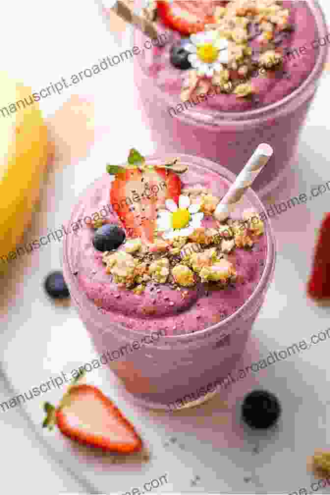 A Vibrant Green Smoothie Topped With Berries And Chia Seeds THE HIGH FIBER DIET : Healthy Beginners Meal Recipes To Maintain Bowel Health Lower Cholesterol And Sugar Level