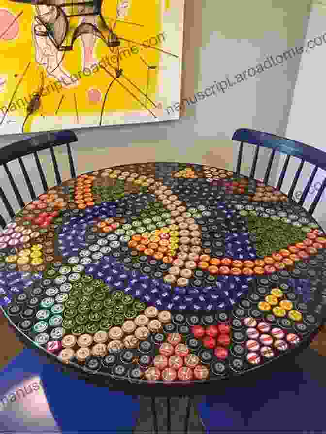 Bottle Cap Table With Vibrant Patterns Awesome Projects From Unexpected Places: Bottle Cap Tables Tree Branch Coat Racks Cigar Box Guitars And Other Cool Ideas For You And Your Home