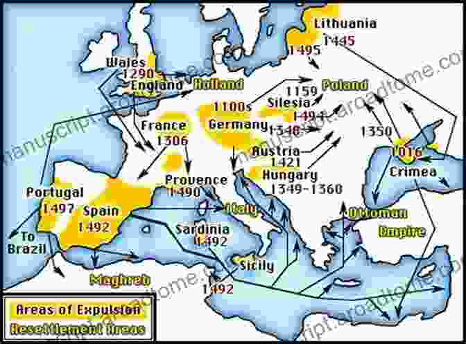 Map Of Jewish Migrations In Europe The Routledge Atlas Of Jewish History (Routledge Historical Atlases)