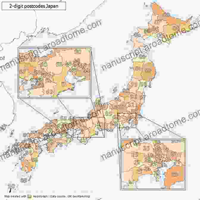 Map Showing The Cultural Context Of Japanese Postal Codes Japanese Postal Codes: Japanese Postal Codes Bilingual Latin Japanese