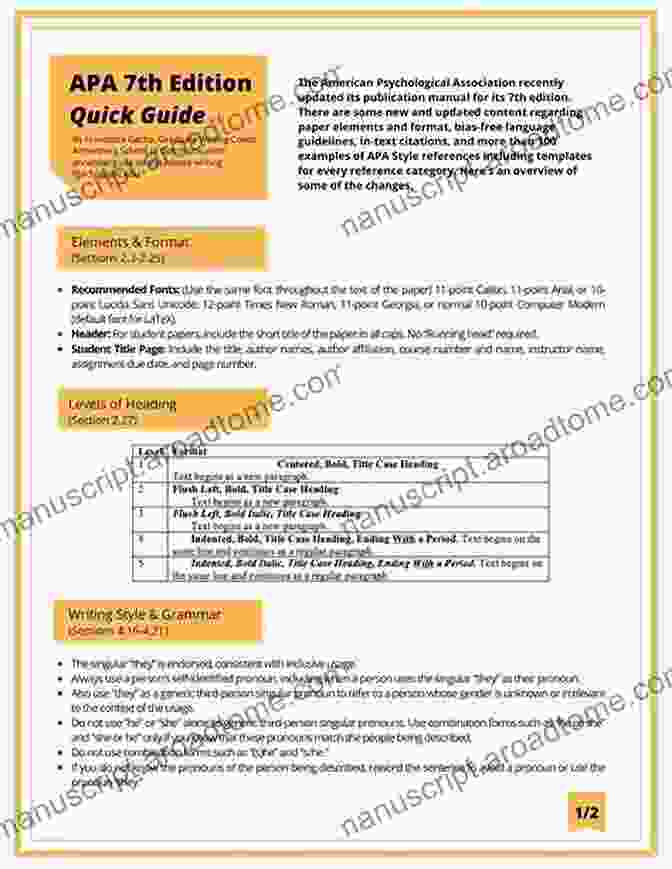 Quick Reference Guide To 7th Edition APA Style A Quick Reference Guide To 7th Edition APA Style: A Quick Reference Guide To Researching Writing And Citing References Using The Latest APA Style